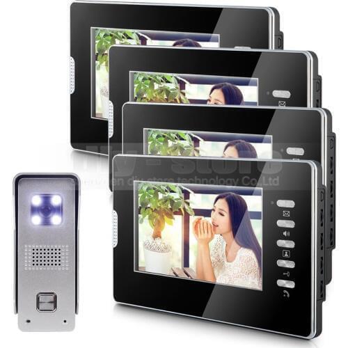 DIYSECUR 7 Inch TFT LCD Monitor Colour Video Door Phone Doorbell Home Intercom System 1V4
