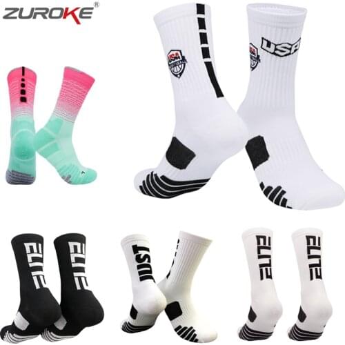 Elite Basketball Socks for Men Breathable Thick Cushion Pad Wicking Athletic Crew Socks Anti Blisters