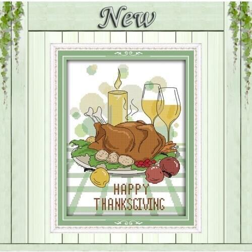 Thanksgiving Day turkey diy decor paintings counted printed on fabric DMC 11CT 14CT kits Cross Stitch embroidery needlework Sets