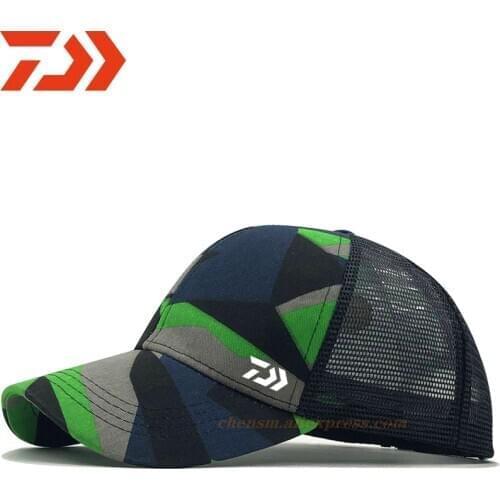 Daiwa Fishing Hats Summer Sunshade Anti-UV Sun Protection Hats Breathable Adjustable Outdoor Running Hiking Sports Golf Mesh Cap