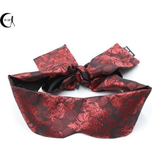 Chinese Silk Satin Eye Mask Sex Restraints Handcuffs Sexy Erotic Flirt Blindfold Patch Cover Slave Restraints Erotic Accessories