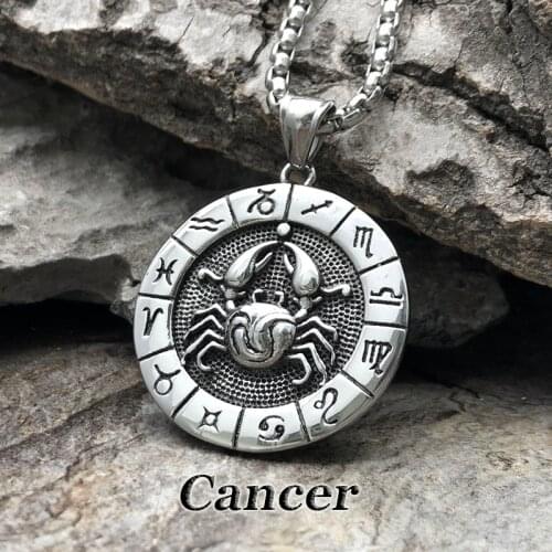 Creative Zodiac Sign Necklace Gothic Jewelry 12 Constellations Titanium Steel Pendant Necklaces Birthday Gift Dropshipping