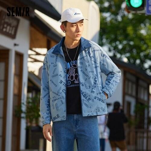 SEMIR Jacket Men Fall 2021 New Loose Youth Handsome Youth Fashion Full Print Double-Sided Clothes Stand Collar Jacket
