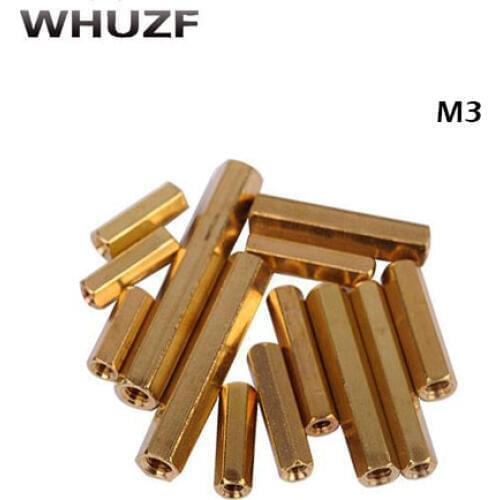 Brass spacer 50Pcs M3 double-pass Hollow hexagonal Copper Ferrule Cylinder pillars/Hexagon pillar