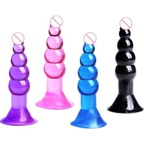 Medical Silicone Butt Dilator Dildo Masturbator Beads Butt Plugs Strong Suction Cup 5 Balls Stimulate Sex Toys For Women