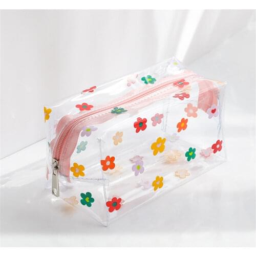 Cute Transparent Jelly Big Pencil Case Girls Fashion Portable Cosmetic Bag Cartoon Women Ladies PVC Makeup Bag Cute Bag