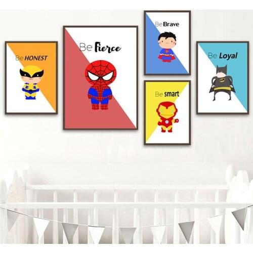 Cartoon Superhero Spider Man Nordic Canvas Painting Posters and Prints Wall Art Pictures for Kids Room Decor Cuadros NO FRAME
