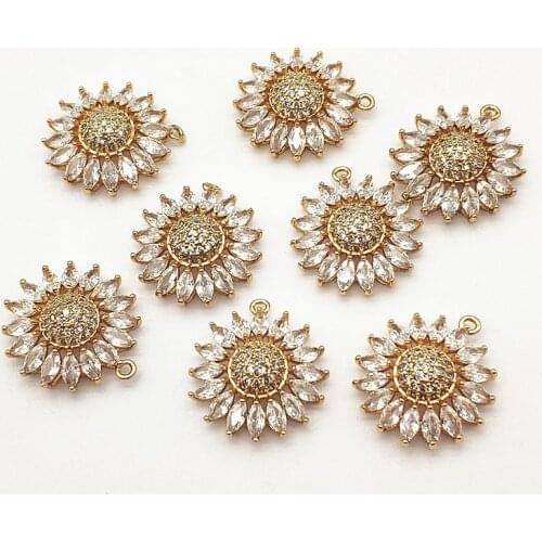 New arrival! 26x24mm 20pcs Cubic Zirconia Flower Charm for Handmade Necklace Earring DIY Parts Jewelry Findings & Components