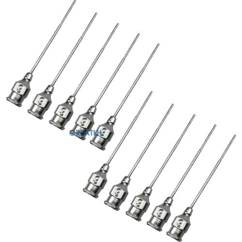 10PCS Ophthalmic Straight 10mm Tip,long 4.35cm Air Iniection Cannula 23G Cannula with Reintorced Shaft Eye Instrument