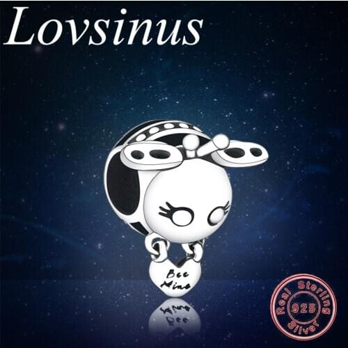 Fit Original European Charms Bracelet Jewelry Authentic 925 Sterling Silver Bee Mine Charm Bead For Man Women DIY Jewelry Making