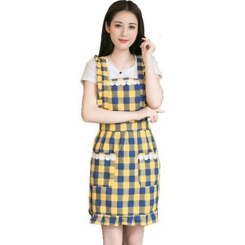 Female Cute Kitchen Apron Cooking Work Clothes Hooded Cotton Hemp Waist Couple Apron Baking Accessories Korean Kitchen Supplies