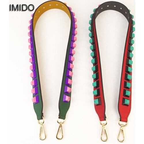 IMIDO 90cm Rivet Women replacement shoulder straps belt leather handles handbags accessories parts for bags bandouliere STP004