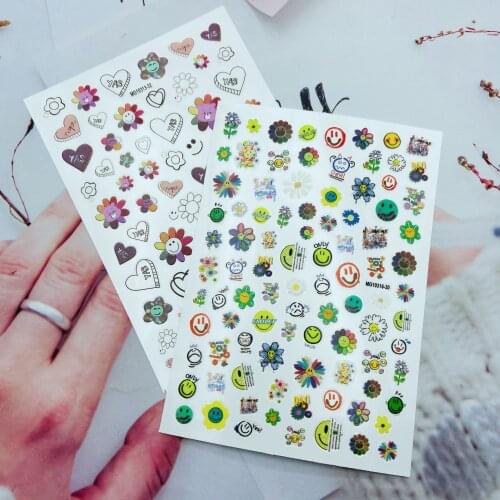 Fashion Hot Selling New Arival Party Gifts Nail Stickers for Women Girls Glue Fingernail Decals Sunflowers 3D DIY Manicure Gifts