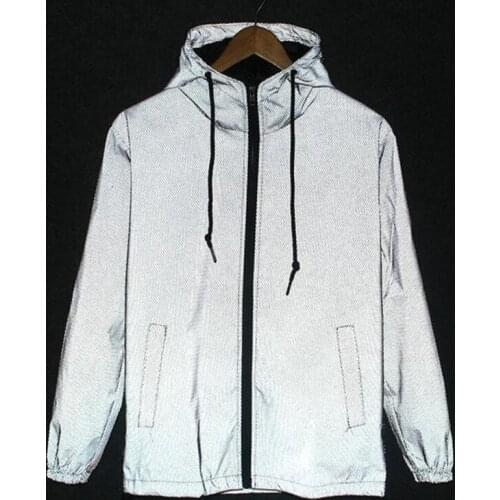 Luminous jacket Spring mens reflective thin hooded jacket fashion men Sun protection coat Couple Windbreaker baseball outerwear