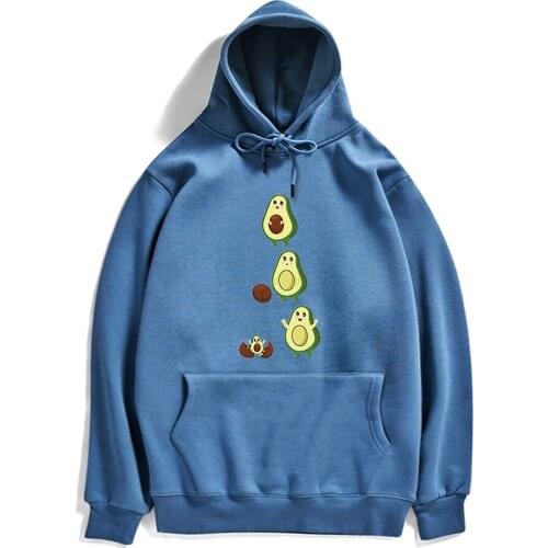 Hoodies Cute Avocado Cartoon Printed Warm New Man Pullover Punk Street Men Hoody Loose Mens Hooded Tops Streetwear