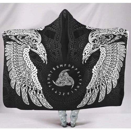 Eagle series thickened Plush nap blanket winter hooded blanket Cape thickened double layer Plush 3D printing lazy 150x130