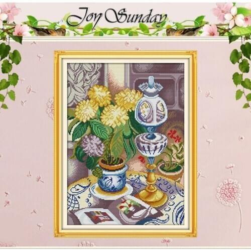 Chrysanthemum Vase Counted Cross Stitch 11CT 14CT Cross Stitch Sets Wholesale Chinese Cross-stitch Kits Embroidery Needlework