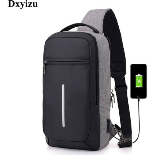 DXYIZU NEN External USB Charge Casual Chest Bag Men Messenger Bags Small Bags Travel Backbag CrossBody Shoulder bag for Male