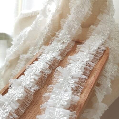 20Yards Water Soluble Dasiy Flower Lace Chiffon Fabric Dress Collar Ruffle Trim Ribbon DIY Sewing Wedding Guipure Lace Decor
