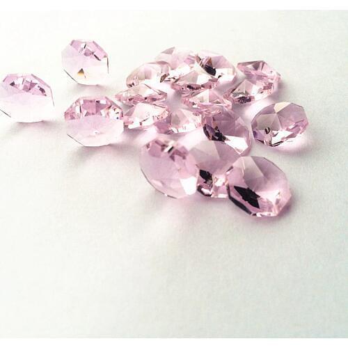 Top Quality 2000pcs 14mm Pink Glass Crystal Fashion Octagon Beads Stones In 1 Holes For Chandelier Crystal Beads, Curtain Parts
