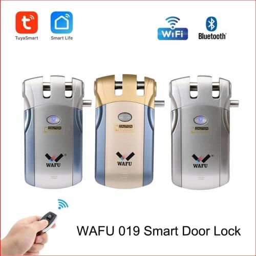 Wafu 019 Fringerprint Lock Tuya Smart Life Wifi Door lock Password Door Locks Bluetooth Remote Control Invisible Smart Lock