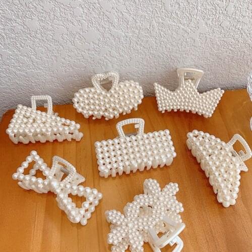 New Pearl Hair Claw Geometric Hair Clips For Women Crab Retro Heart Shape Hairpin Fashion Lady Hair Accessories Headdress