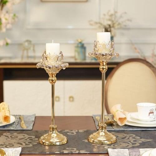 Golden Candlestick Glass Romantic Candlelight Dinner Props Candle Holder Table Decoration Simple Modern American European Style