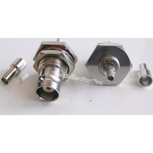 1Pcs BNC female jack nut bulkhead crimp RG188 RG174 RG316 RF Coax Adapter connector