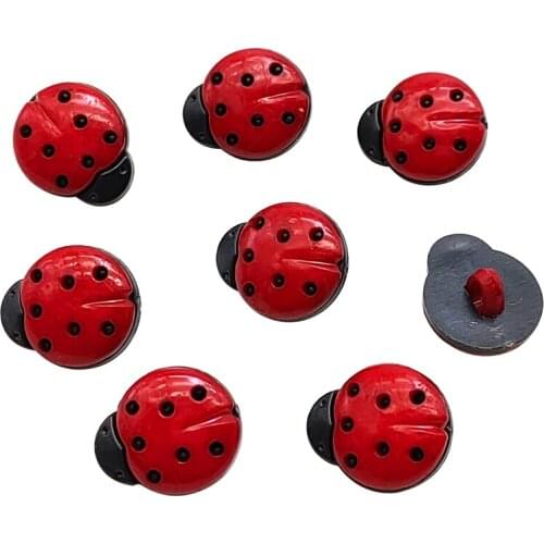100pcs 13x15x8mm Mix Color/Red Ladybug Plastic Buttons For Clothing DIY Kids Craft Sewing Lovely Cartoon Accessories buttons