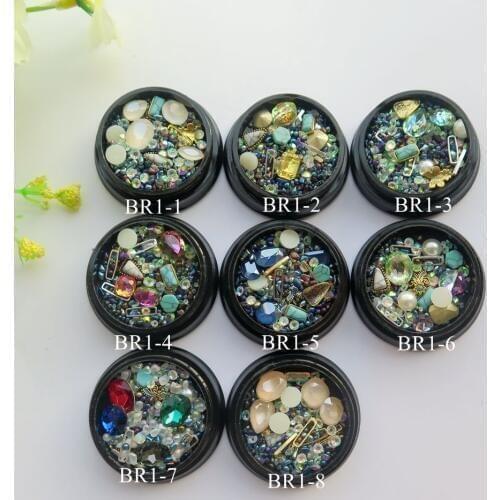 1Jar Cute Hight Quality Mix-Designs Different Decos Mixed Rhinestone Nail Decoration BR1