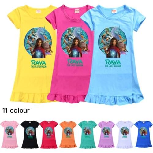 2021 Raya And The Last Dragon Summer Dress 2021 for Baby Girls Party Princess Dress Sleepwear Nightdress Children Clothing