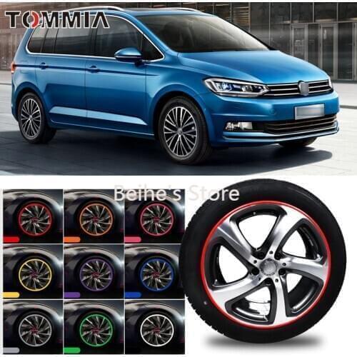 8M Car Wheel Hub Rim Edge Protector Ring Tire Strip Guard Rubber Decals For Volkswagen Touran