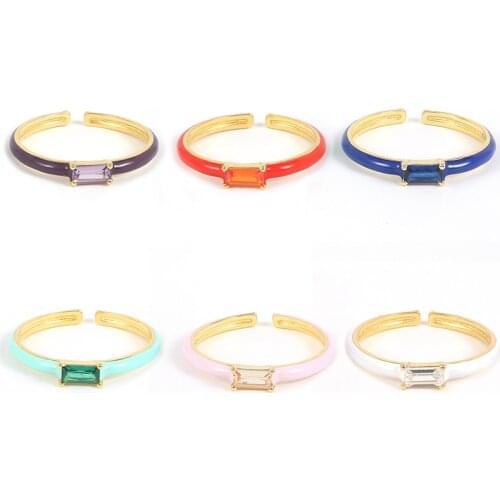 Aide 925 Silver Colorful Enamel Rings For Women Girls 2021 Trend Anillos Mujer Fine Jewelry Paired Rings Minimalist CZ Gold Ring