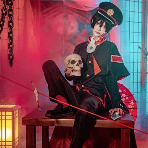 Anime Yugi Amane Ji-baku Shonan Hanako-kun Yugi Tsukasa Cosplay Costume Uniform Full Set Halloween Clothing With Hat Cloak