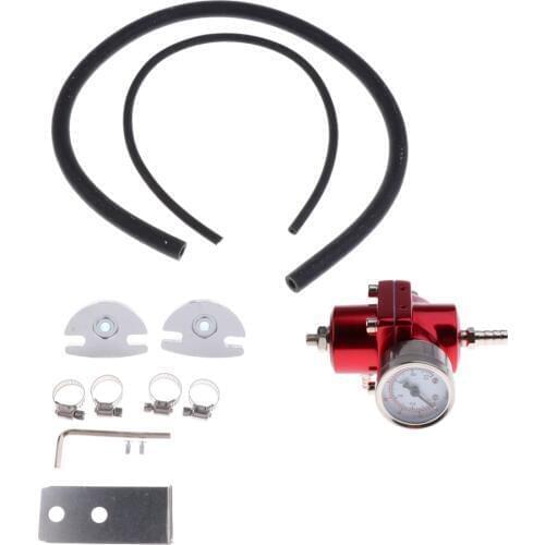 Car 0-140PSI Adjustable Fuel Pressure Regulator with Gauge Hose Kits