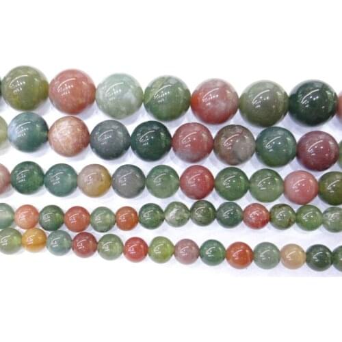 Natural Stone Mixed Color India agates Loose Beads Round Stone Beads 4 6 8 10 12mm For Jewelry Making DIY Bracelet Necklace