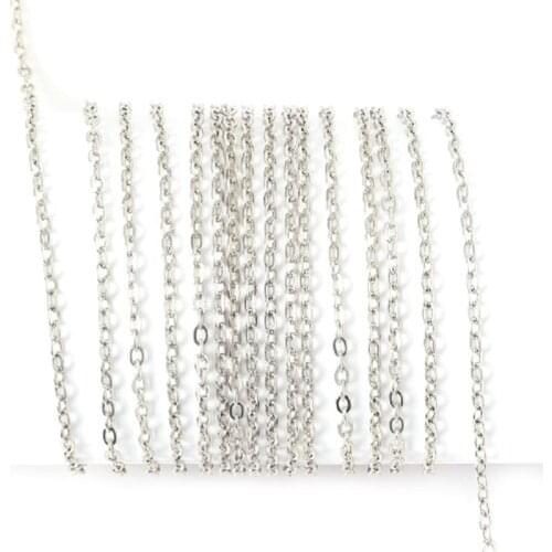 Wholesale 2.5MM 10M/Bag Rhodium Plated Link-Opened Curb Iron Bulk Chains For DIY Jewelry Findings Charms Necklace Bracelet