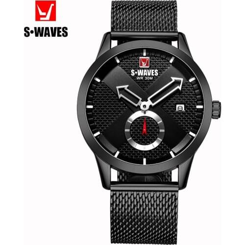 SWAVES Brand Wristwatch Mens Stainless Steel Casual Clock Men Watch Water Resistant Quartz New Unique Luxury Relojes Para Hombre