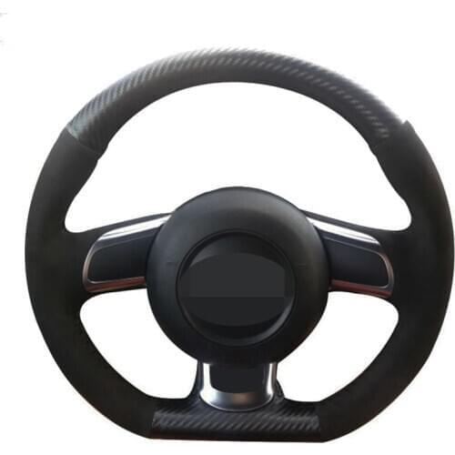DIY Black Carbon Fiber Suede Car Steering Wheel Cover For Audi A3 S3 (8P) Sportback 2008-2012 R8 (42) TT TTS (8J) 2006-2014