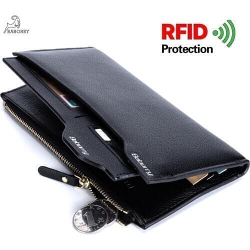 Mens Long Wallet Male RFID Card Holder Handbag Multi-card Purse Clutch Phone Bag Large Capacity Mony Bag Top Quality PU Leather