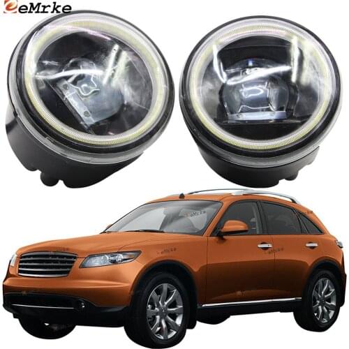 LED Fog Light Cut-Line Lens for Infiniti FX S50 Facelift QX70 2006 2007 2008 FX35 FX45 Led Angel Eye DRL Daytime Running Lights