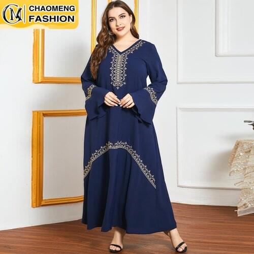 Dubai Abaya Embroidered Fashion Plus Size Hijab Dress Turkey Kaftan Islam Clothing Muslim For Women Vestidos Arabic Maxi Robe