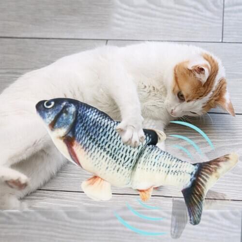 Electric Floppy Fish Cat Toy Realistic Flopping Cat Fish That Moves USB Wiggle Catnip Kicker Fish Motion Fun Interactive Toys