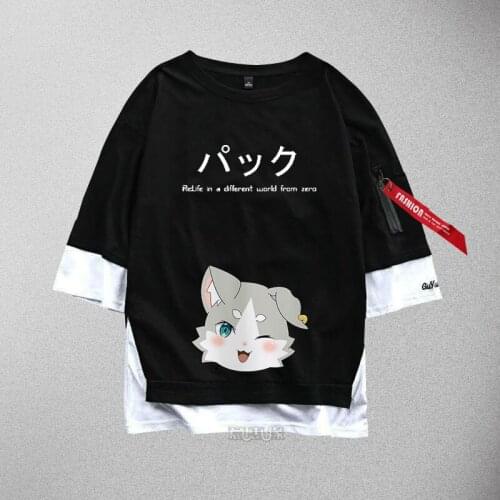 New Re:Life in a different world from zero Rem cosplay T-Shirt Anime cotton Men women Ribbon T Shirt Top Tees