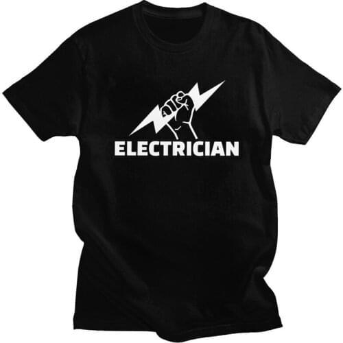 Electrician T Shirt for Men Pure Cotton Tee Engineer Electrical Power Tshirts Short Sleeved Summer T-shirt Gift
