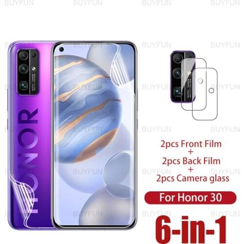 6in1 Hydrogel Film For Huawei Honor 30 HD Front Back Safety Soft Film For Honor honer xonor 30 pro plus lite 30i Camera Film