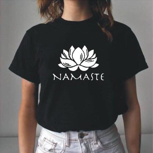 Hipster Tee Shirt Femme Fashion Namaste Print T Shirt Women Tops Casual Plus Size Summer Short Sleeve Tshirt Camiseta Mujer