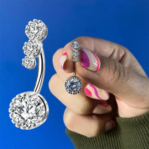 Crystal Sexy Dangled Belly Button Rings Alloy Flower Navel Piercing Button Rings Ombligo Women Earrings Clip Body Jewelry