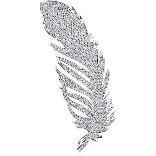 Personality Trend Temperament Copper Brooch Angel Wings Feathers Noble Copper Zircon Brooch Pin High Quality Wedding Jewelry
