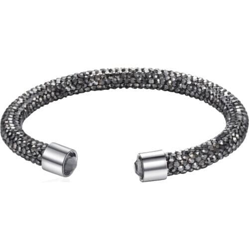 Exquisite Austrian Crystal Cuff Bracelets for Women Shiny Multicolor Rhinestone Open Bangles Wedding Party Jewelry Charm Gifts